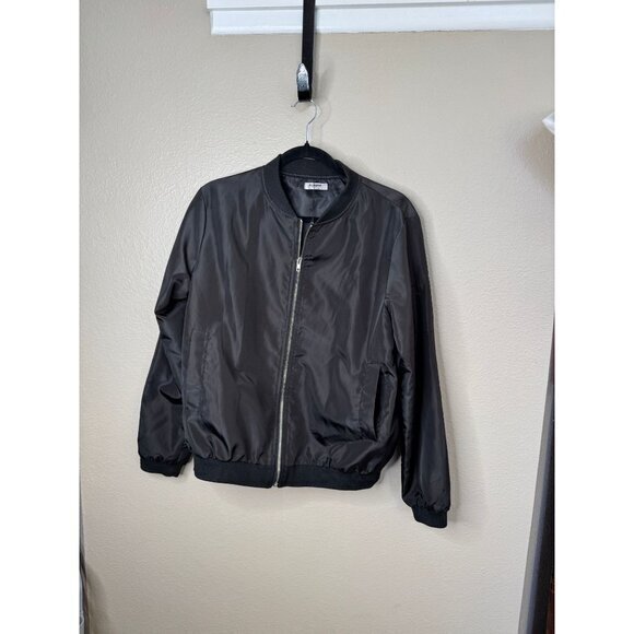 Zeagoo‎ Women's Black Bomber Jacket size large long sleeve zip up polyester - Picture 1 of 6